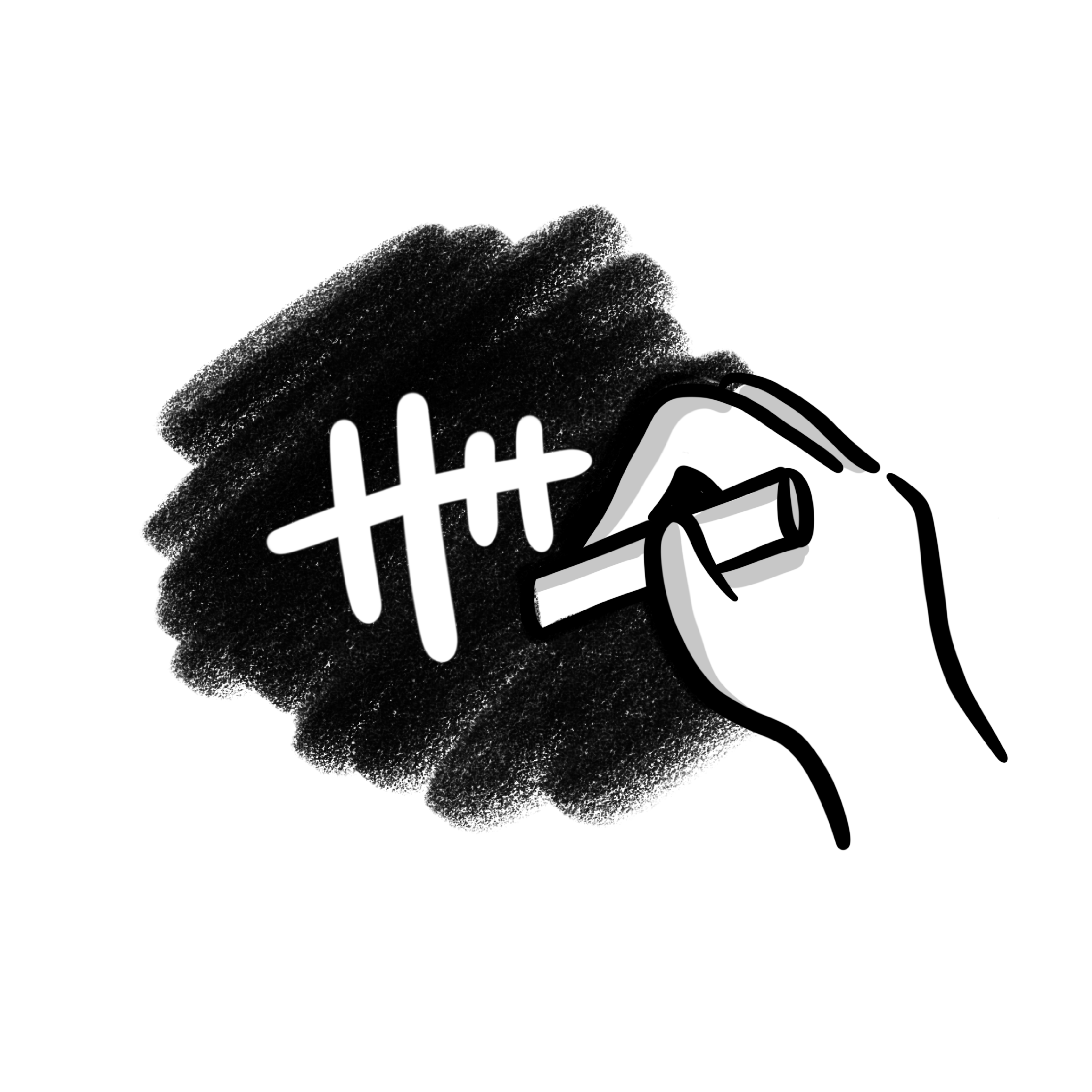 Illustration of a hand making a tally to count the number of people in each risk group.