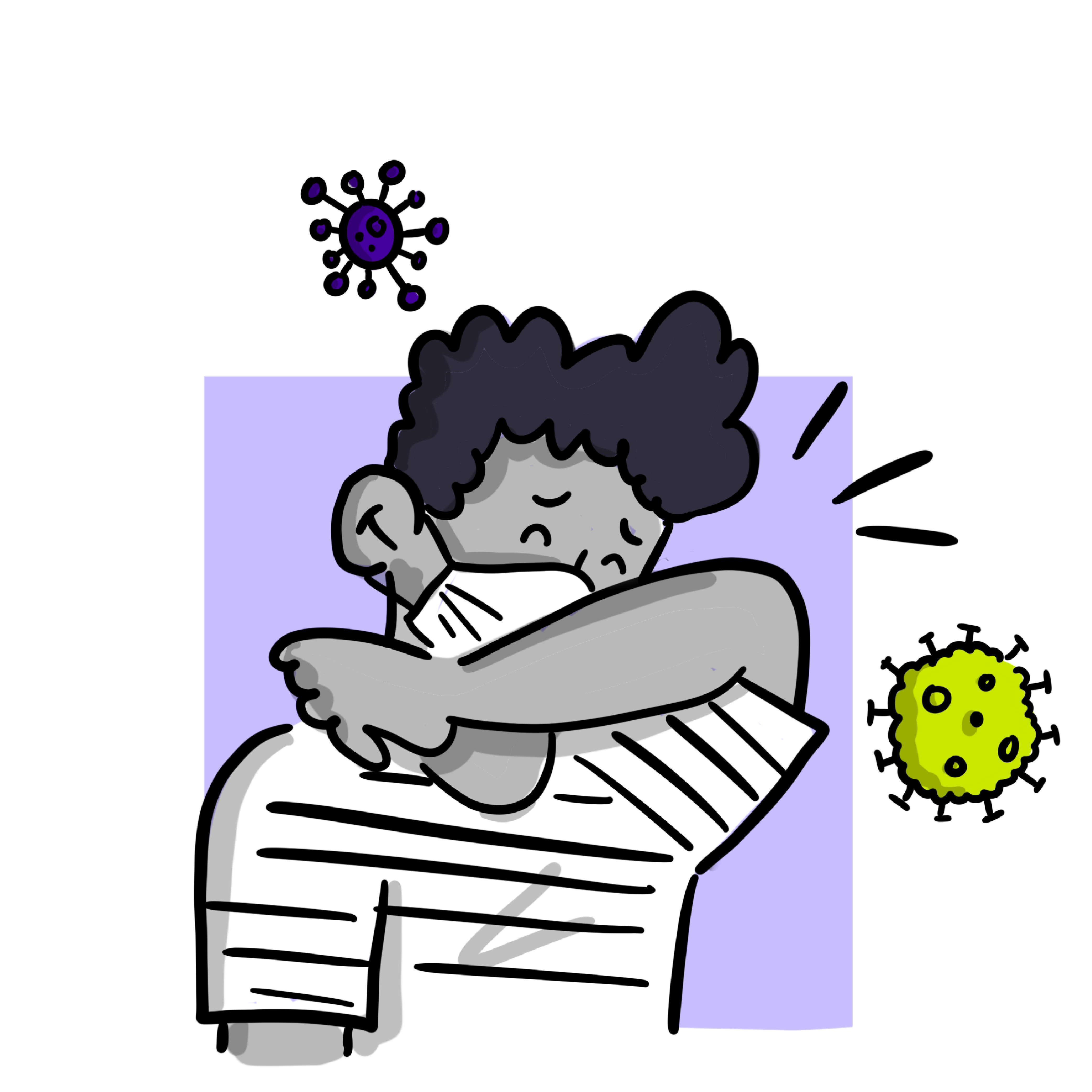 Illustration of a person coughing due to a respiratory virus. 